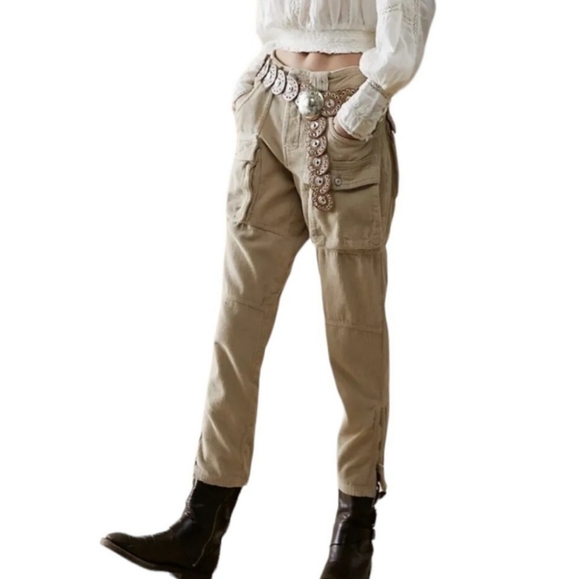 Free People We The Free The London Calling Low Rise Tapered Leg Tapioca - Picture 4 of 16